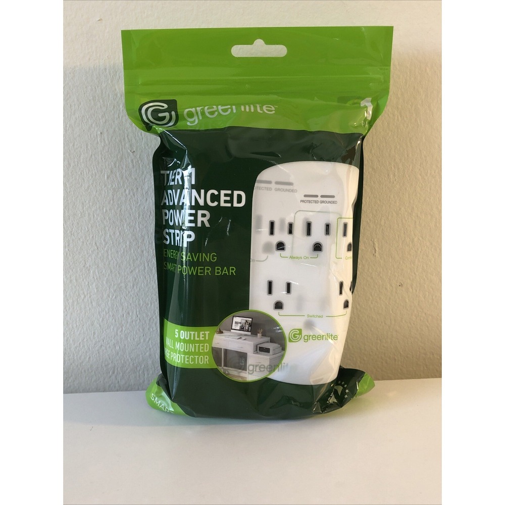 Greenlite 5 Outlet Tier 1 Advanced Power Strip Wall Mount Smart Surge Protector